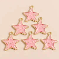 10pcs cute cartoon pink starfish charms pendants of necklace bracelet keychain charms earrings diy jewelry making accessories
