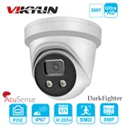 Оригинальная 8-мегапиксельная камера DarkFighter AcuSense с питанием по Ethernet, встроенный микрофон, слот для SD-карты, H265 + классификация человеческих автомобилей
