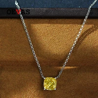 oevas 100 925 sterling silver 77mm yellow high carbon diamond pendant necklace for women sparkling wedding party fine jewelry