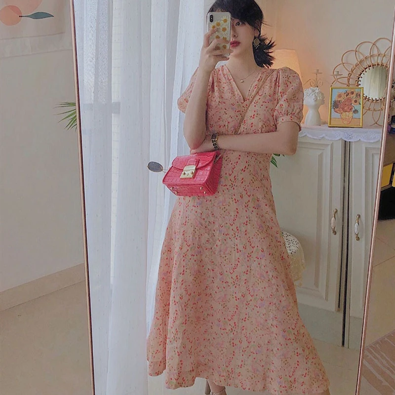 Платье миди женское ТРАПЕЦИЕВИДНОЕ с высокой талией и коротким рукавом|Женские