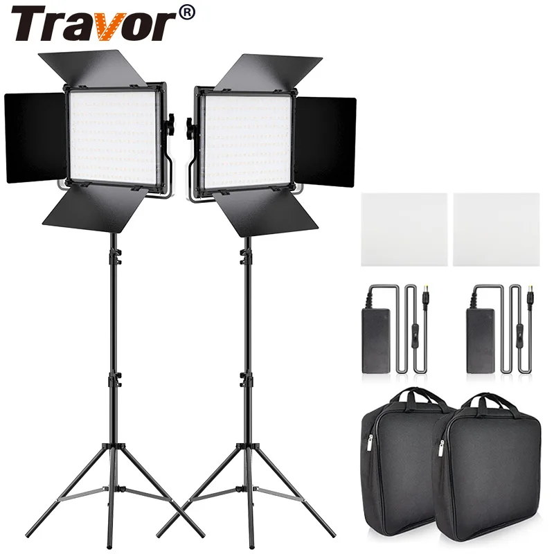 

Travor 2 комплекта светодиодный светильник для видеосъемки L4500K с регулируемой яркостью светильник для камеры Prefessional светодиодный светильник ...