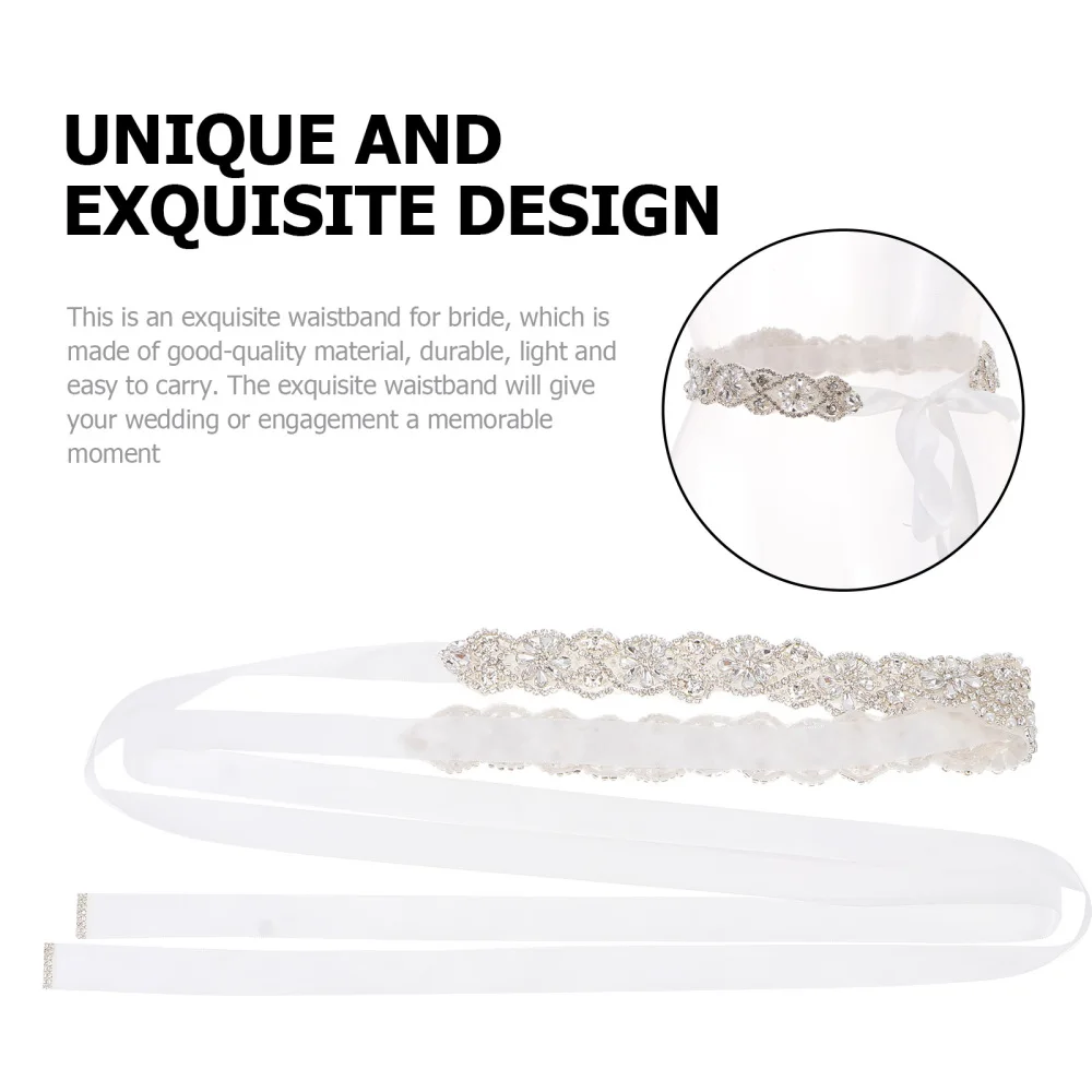 

1Pc Bride Belt Wedding Dress Accessory Rhinestone Wedding Belt Decor (White)