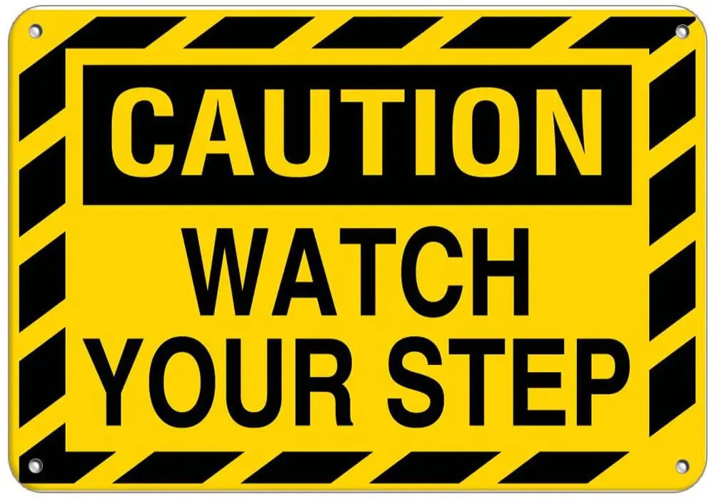

Caution Watch Your Step Style 4 Watch Your Step Signs Label Vinyl Decal Sticker Kit OSHA Safety Label Compliance Signs 8"