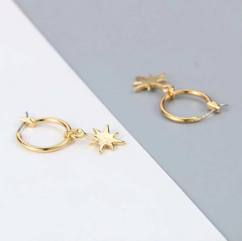 

Creative Earring for Women Alloy Cross Leaf Circle Dangle Earrings Jewelry 2021