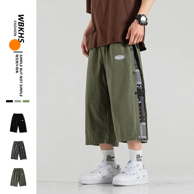 

Летние мужские модные повседневные укороченные брюки до щиколотки, свободные брюки, 2021