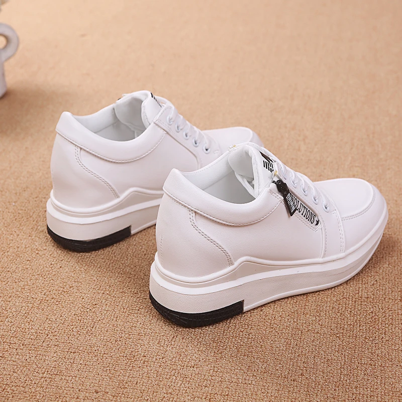 

Women Chunky Sneakers 2021 Spring 6CM High Heels Casual Shoes Thick Soled Lace-up Ladies Shoes Wedge Platform Sneakers Woman