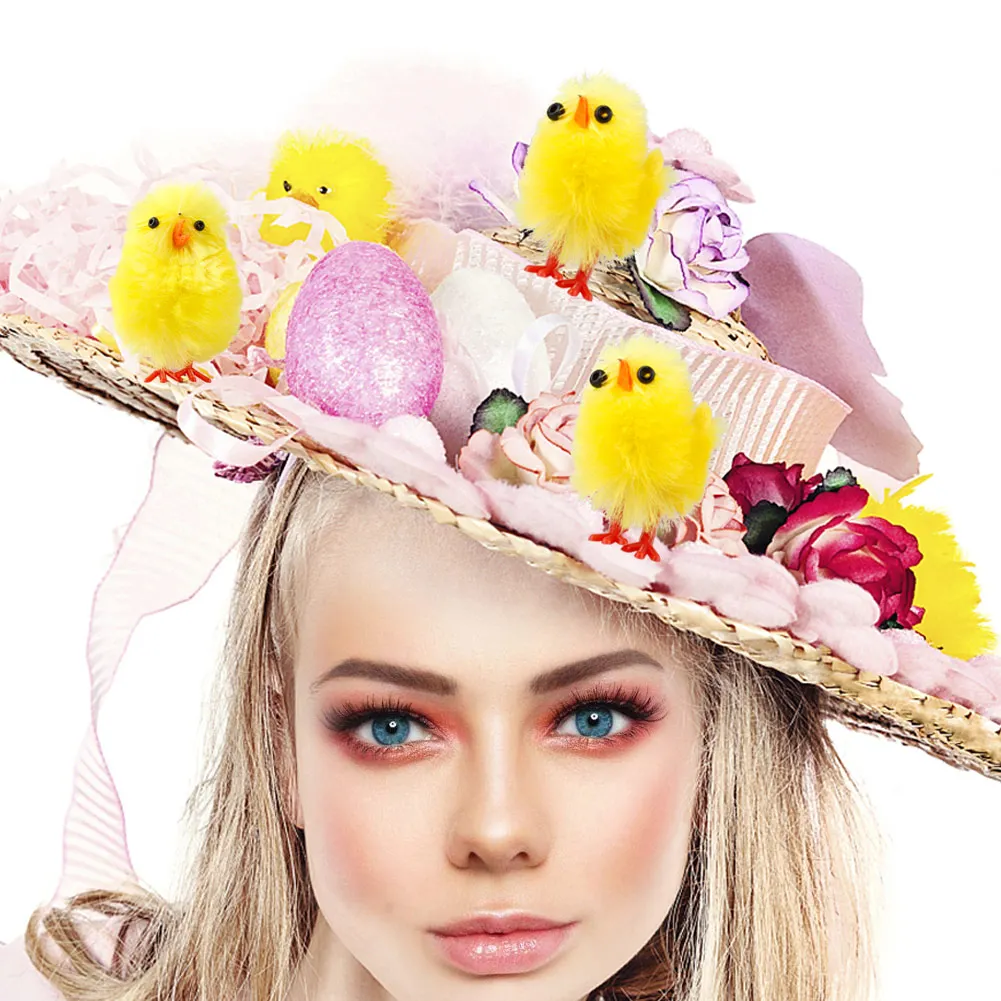 12/24/60 шт. мини яйца с желтыми перьями|Украшения своими руками для вечеринки| |