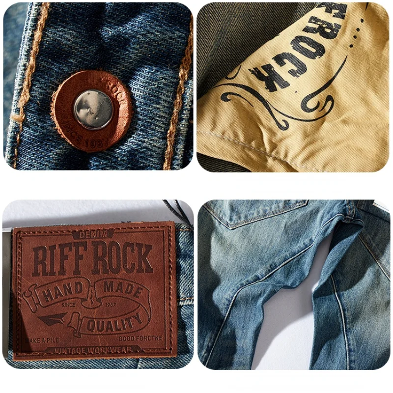 Cargo Jeans Men 's American Worn Looking Washed-out Pants Machete 3D Cutting Denim Trousers