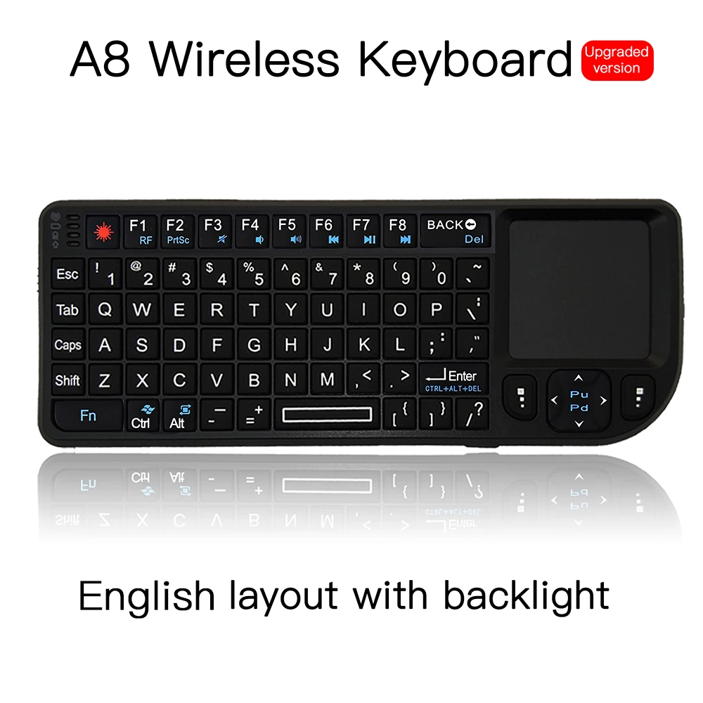 A8 английская раскладка Беспроводной клавиатура с подсветкой 7 цветов 2 4 ГГц