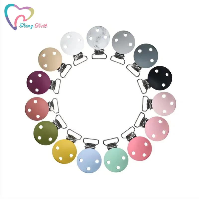 50 Uds 35 MM de la Ronda beb&eacute; chupete Clips soportes con pinzas para chupetes para beb&eacute; accesorios bricolaje chupete de Enfermer&iacute;a de juguete Clips de cola-0