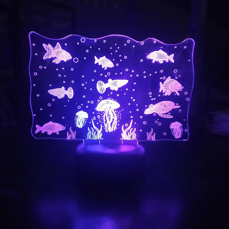 Подводный мир светодиодный 3D светильник USB Сенсорный переключатель красочный