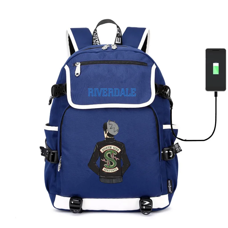 Riverdale canvas Backpack usb charging School Bags South Side Serpents shoulder bag Laptop travel rucksack for teenagers | Багаж и сумки