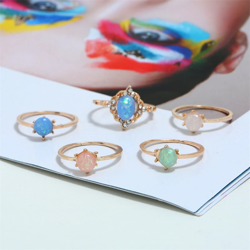 

Fashion Bohemian Middle Length Knuckle Ring Set Women's Crystal Geometric Ring Fashion Bohemian Jewelry anillos mujer aesthetic