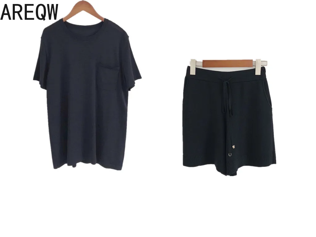 

Women Clothing Sets Summer Comfortable Leisure Sets Women's 2021 Elastic Knitting T-shirts+shorts Two Piece Outfits for Women