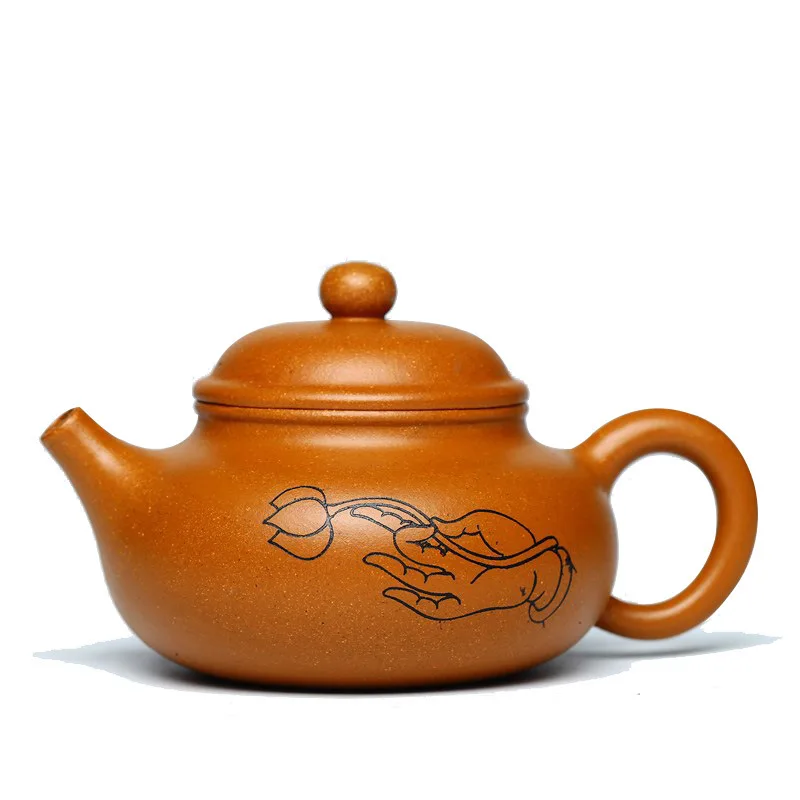 

Yixing purple clay teapot jiangpo clay handmade Buddha hand Rongtian teapot special price Kungfu teapot