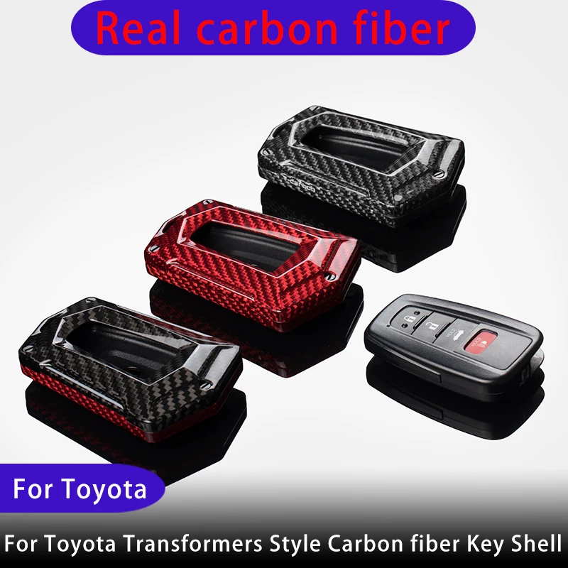 

Carbon fiber for Toyota key shell Toyota Camry RAV4 C- HR SUPRA Carola Highlander Prado modified Transformers style key case