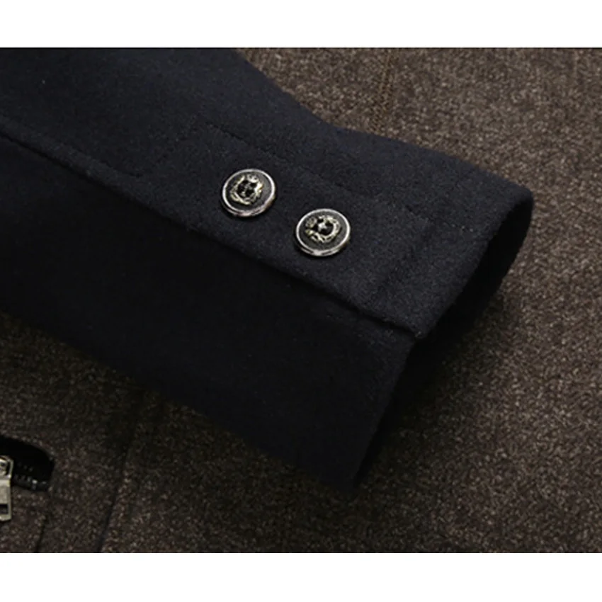 Зимняя мужская куртка шерстяное пальто приталенная модная верхняя одежда Теплая