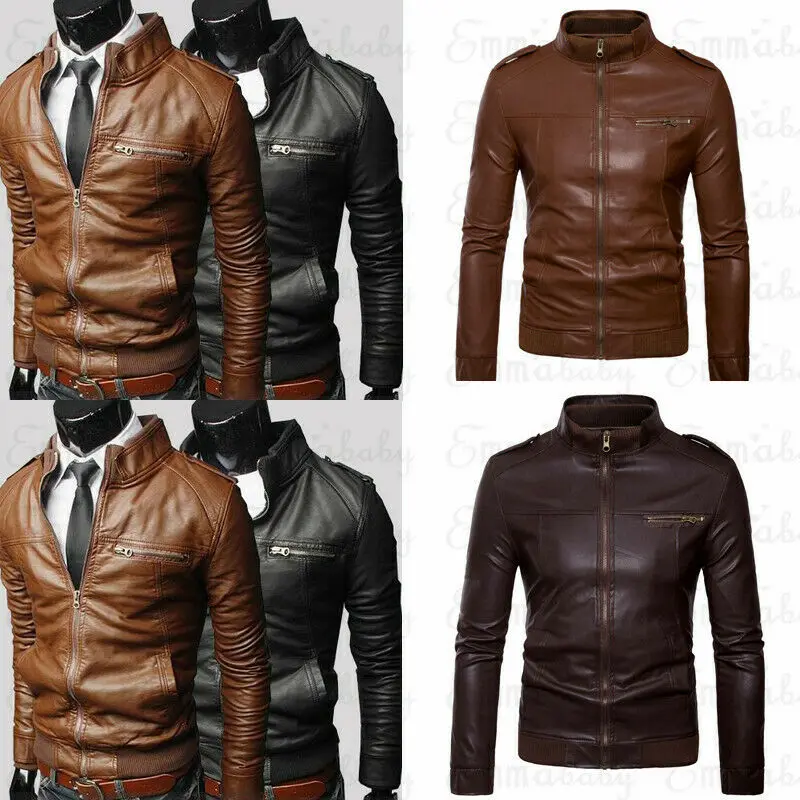 UK Men Vintage Biker Retro 1 Motorcycle Cafe Racer Distressed Leather Jacket | Мужская одежда