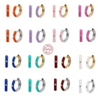 Aide S925 стерлингового серебра, украшенные разноцветными кристаллами Ename кольца 9 Цвета пирсинг Pendientes Ohrringe, обручальные серьги, хорошее ювелирное изделие