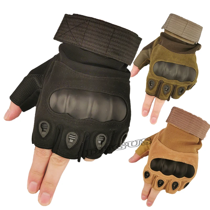 

Tactical Hard Knuckle Half finger Gloves Men's Army Military Combat Hiking Shooting Airsoft Paintball Police Duty - Fingerless