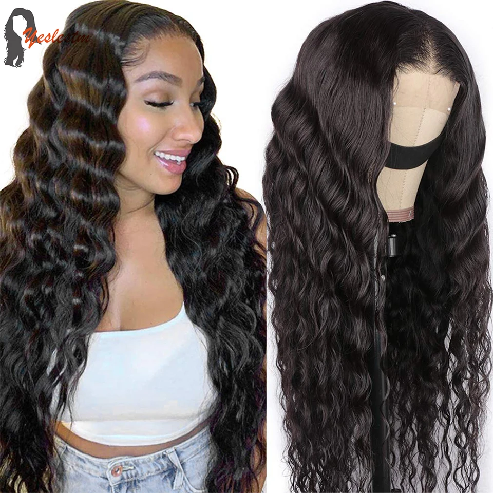 

Yeslestm Hair 28 30 Inch Loose Deep Wave Wig T Part Lace Front Wigs Human Hair For Black Women 150% Brazilian Hair Natural Color