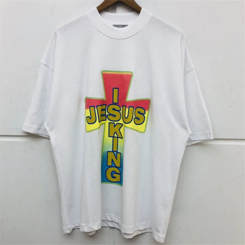 Летняя стильная футболка с принтом Jesus Is King мужские и женские футболки Kanye West Sunday
