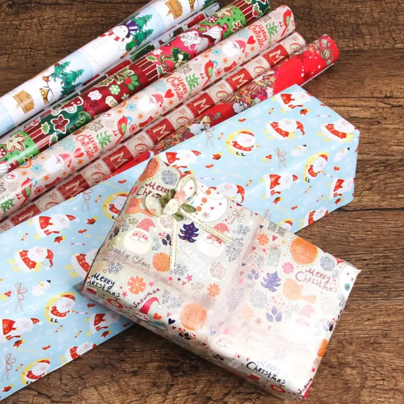 

2021 New 5 Sheets 50x70cm Gift Wrapping Paper Present DIY Packing Wraps for Xmas Party Christmas Festival