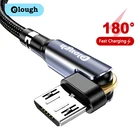 Кабель Elough USB Micro Type C для Xiaomi POCO X3 Samsung, кабель быстрой зарядки USB C, угол 90 градусов, QC 3,0, игровой кабель USB Type C