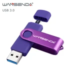 Горячая Распродажа WANSENDA USB флэш-накопитель 128 ГБ с поддержкой технологии OTG флеш-накопитель 16 ГБ 32 ГБ 64 ГБ 256 ГБ USB 3,0 флеш-накопитель высокого Скорость 2 в 1 на флэшке, бесплатная доставка