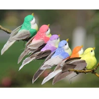set of 12 colorful artificial foam feather birds with wires home decorative art crafts figurines
