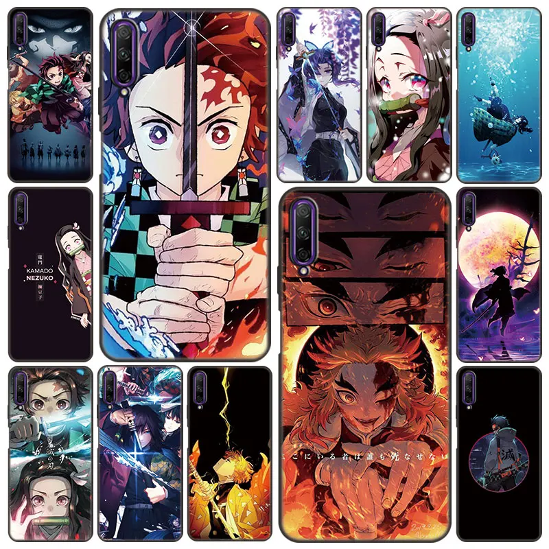 Чехол для телефона с аниме Kimetsu No Yaiba для Huawei Y9A, Y9S, Y8P, Y8S, Y7A, Y7P, Y6P, Y6S, Y5P, Y5 Lite, Y6, Y7, Y9 Prime 2018, 2019, черный чехол
