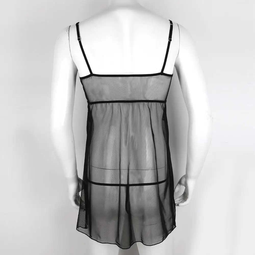 Feeshow/2 шт. мужское нижнее белье Сетчатое мини платье без рукавов с стринги