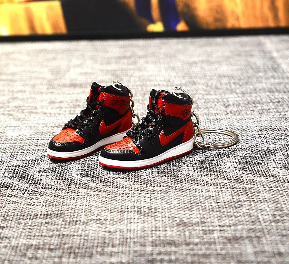 a pair w metal ring Дропшиппинг aj1 Chicago «не для перепродажи Красный» брелок в виде кроссовка Air Jordan 1 3D мини-кроссовки, запатентованный спортивный обувной брелок с кроссовком - Цвет: a pair w metal ring