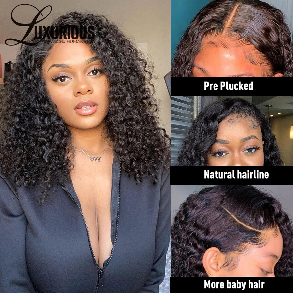 

Curly Lace Front Human Hair Wigs For Women Brazilian Water Wave Short Bob 13x6 Lace Front Wig With Baby Hair 4x4 Closure Wig