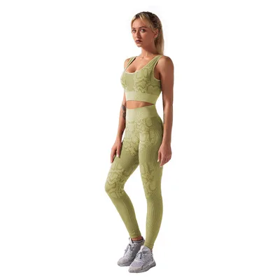 

Snake Pattern Fitness Clothing Seamless Suit Women 2 Piece Yoga Set Gym Legging And Bra Sportwear Workout Vest Sport Outfit Sets