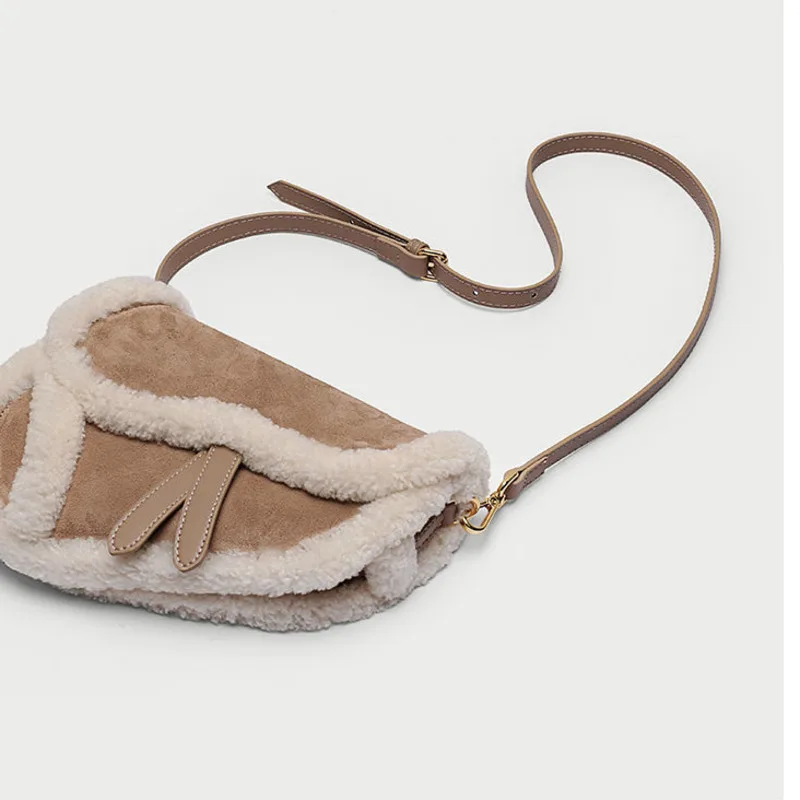 Модная зимняя сумка на плечо из овечьей кожи Женская Роскошная высокое качество