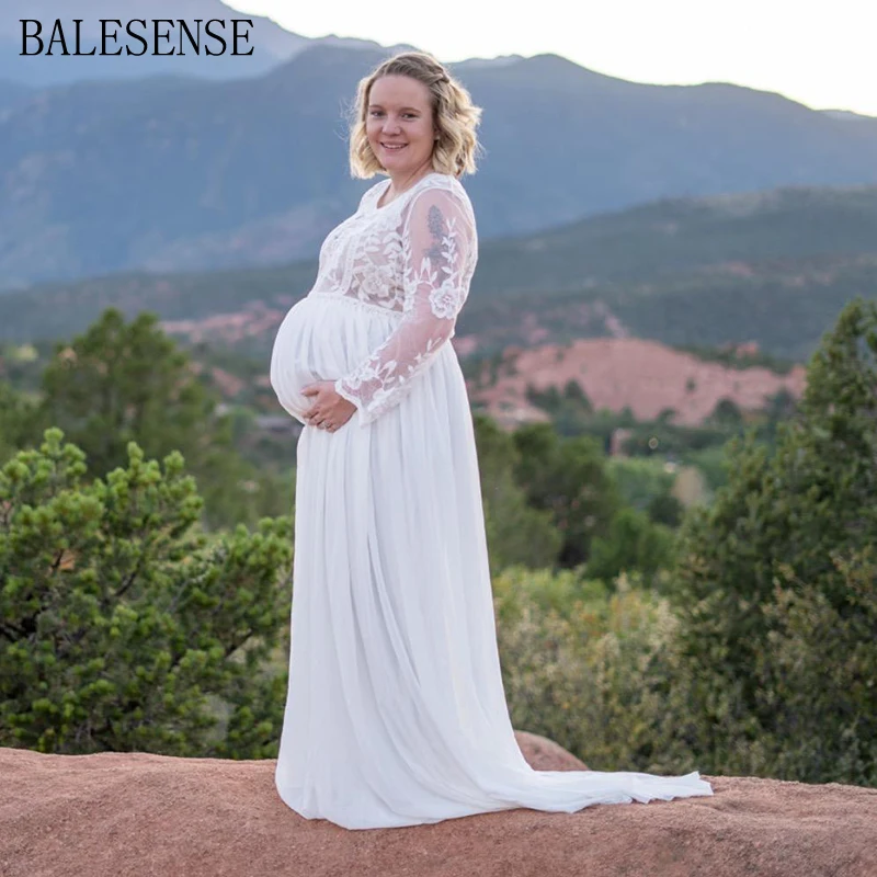 Платье для беременных с длинным рукавом и V образным вырезом|Платья| |