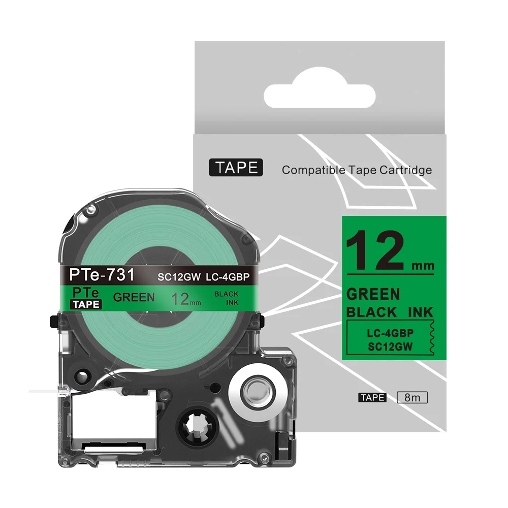 Black On Green 1 шт. SS12KW 12 мм черный на белом Labelworks Tepra лента для маркировки kingjim LC лента для Tepra Pro SR150 lw 400 lw 700 - Цвет: Black On Green