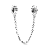 100 925 sterling silver beads and pave safety chain charm fit diy women bracelet original fashion jewelry gift