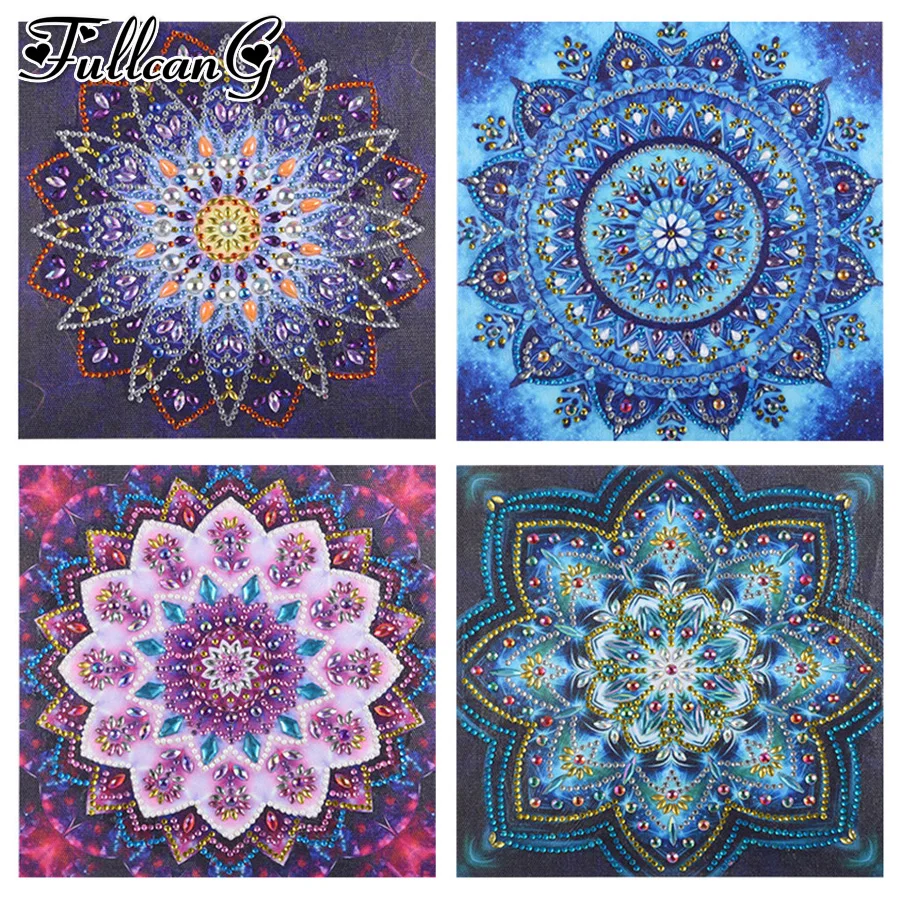 FULLCANG diy Полная квадратная/круглая Алмазная картина Мандала Цветок 5d мозаика вышивка наборы распродажа