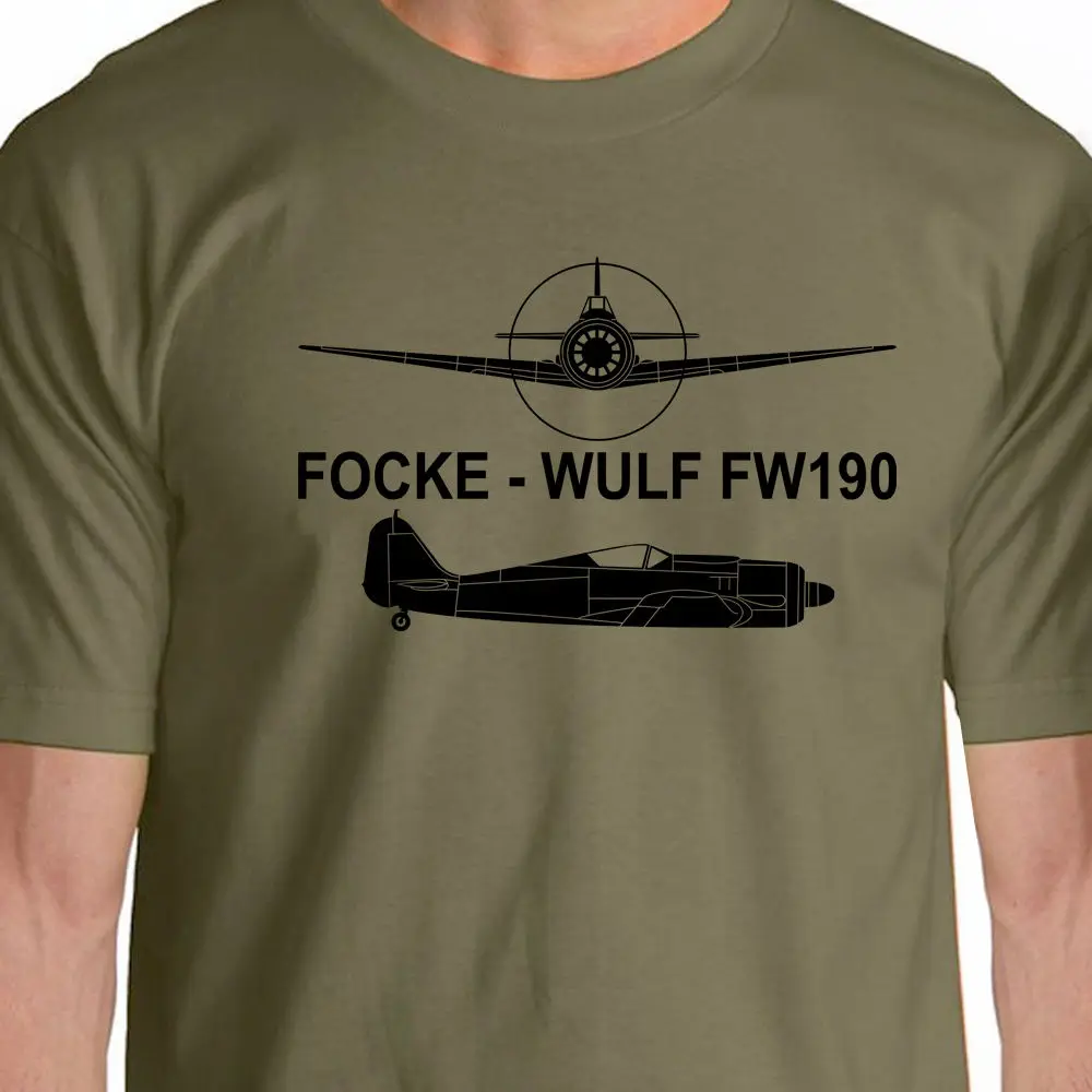 

2020 New Men's T Shirt Short Sleeve Fitness Clothing Aeroclassic Focke-Wulf Fw 190 Silhouette Men's T Shirts