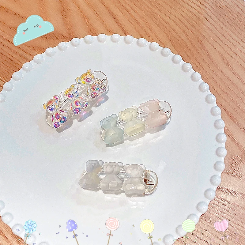 

New Cute Colorful Frosted Cartoon Bears Hairpins For Girls Sweet Decorate Hair Clips Barrettes Headband Fashion Hair Accessories