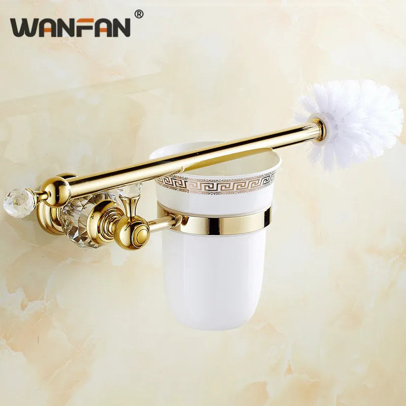 Держатели для туалетных щеток Роскошные Настенные латунные с кристальной