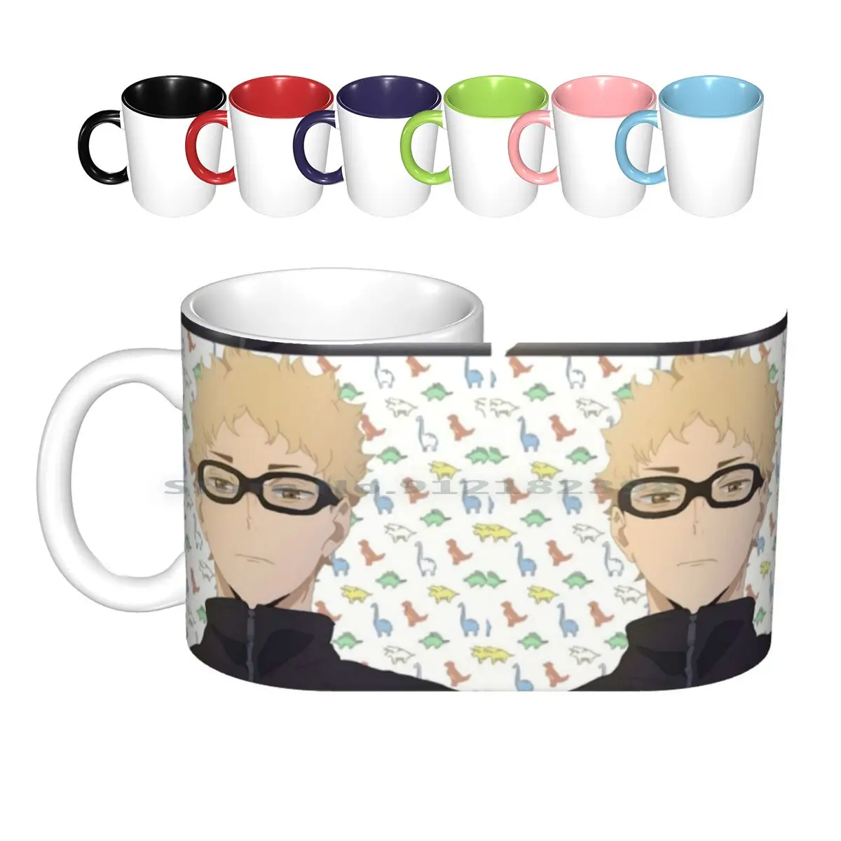 

Haikyuu Tsukishima Dino Печать Керамические Кружки Кофейные чашки Кружка для молока чая Haikyuu Tsukishima Аниме Манга динозавр Tsukishima Kei
