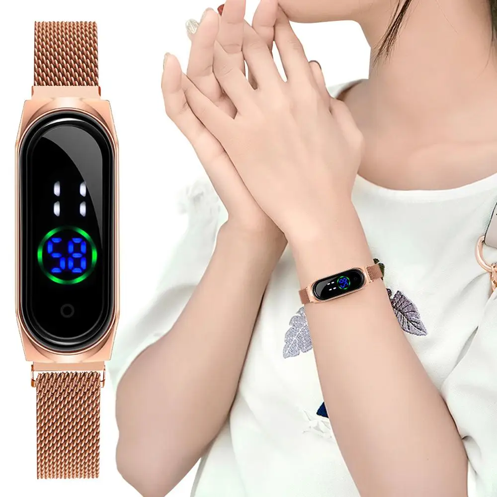 

2021 Women Luxury Brand Bracelet Digital Watch Men Stainless Steel Sports Multifunction Digital Waterproof LED Watch Relogio