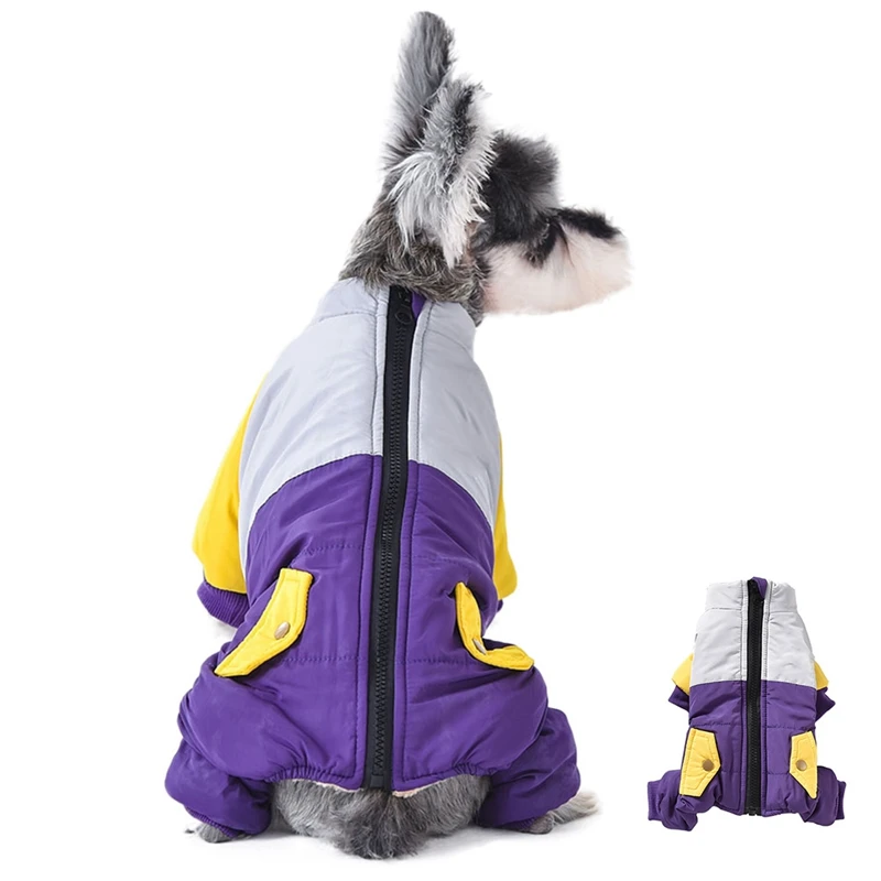 Pet Одежда с принтом в виде собак зимние теплые DogCoat комбинезон утепленная для