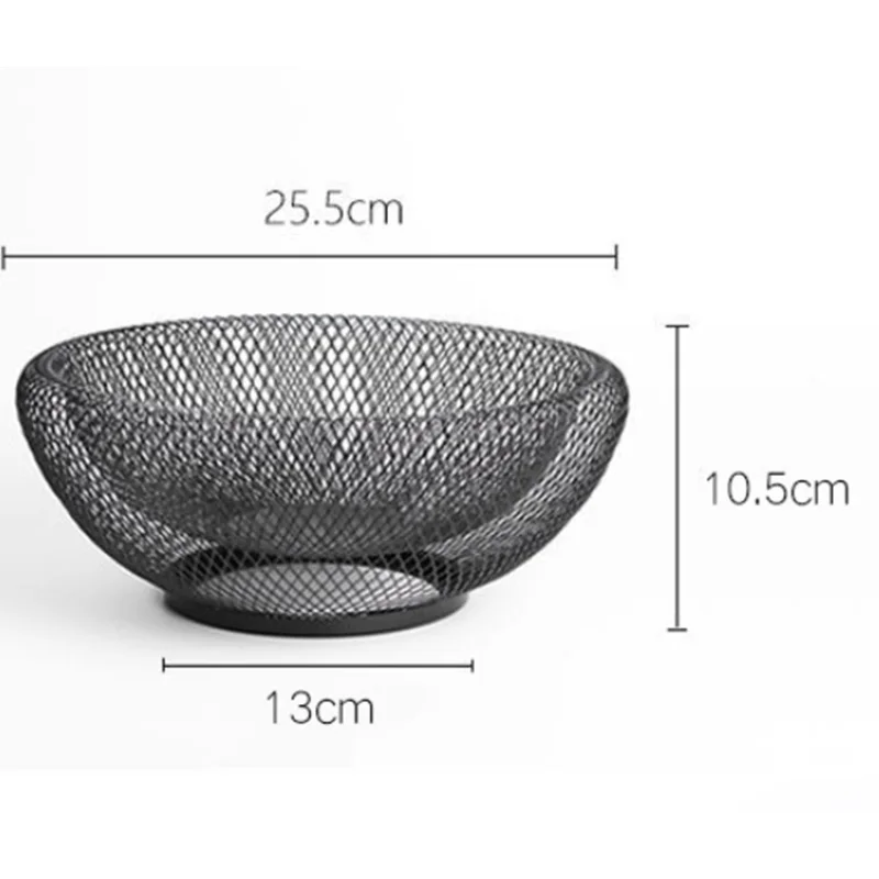 Metal Mesh Creative Countertop Fruit Snacks Basket Bowl Stand for Kitchen Large Black Decorative Table Centerpiece Holder B | Дом и сад