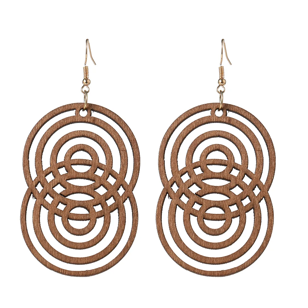 

Popular New Wooden Hollow Geometric Earrings