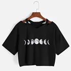 # Z10 Новая модная женская футболка с принтом Луны и коротким рукавом с V-образным вырезом, забавная футболка, черная повседневная женская одежда футболка уличная одежда