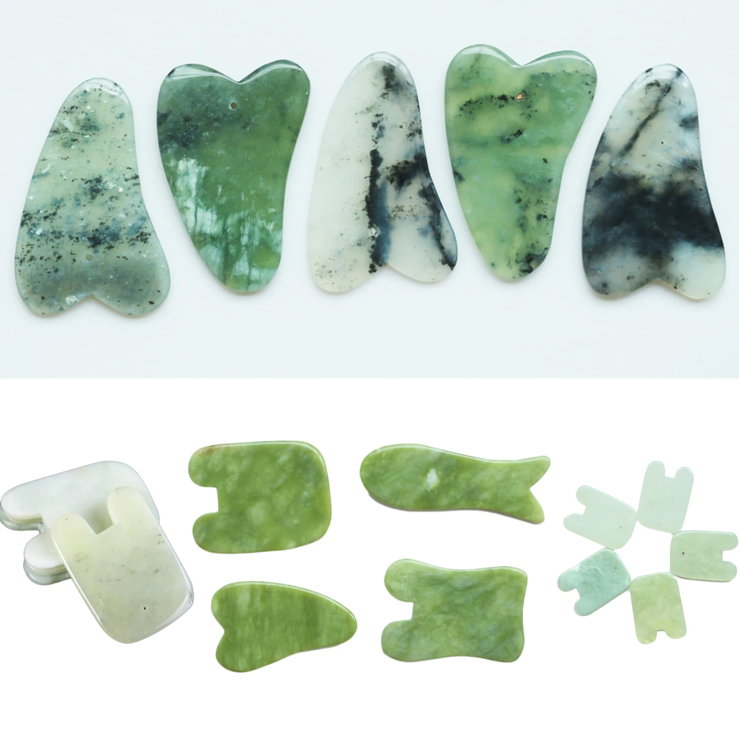 Массажер гуаша из натурального нефрита пластина для массажа лица спа